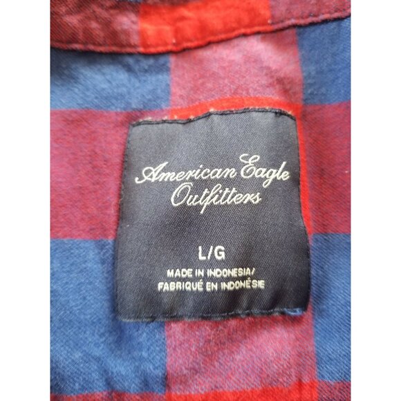 AMERICAN EAGLE Plaid Boyfriend Women's Large Shirt Lumberjack Shacket Jacket - Picture 3 of 8